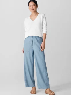 Airy Organic Cotton Twill Wide-Leg Pant