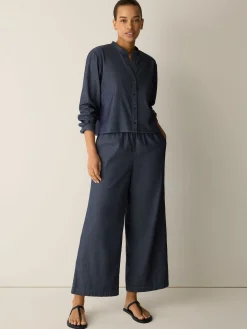Airy Organic Cotton Twill Wide-Leg Pant