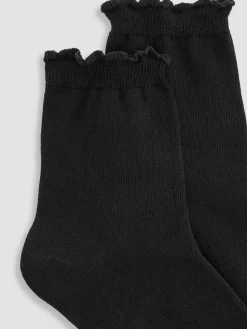 Cotton Rib Scallop Edge Short Crew Sock