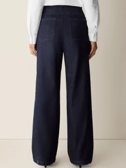Cotton Stretch Denim Wide-Leg Trouser