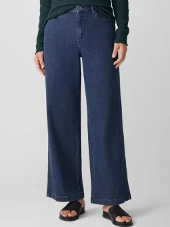 Cotton Stretch Denim Wide-Leg Jean