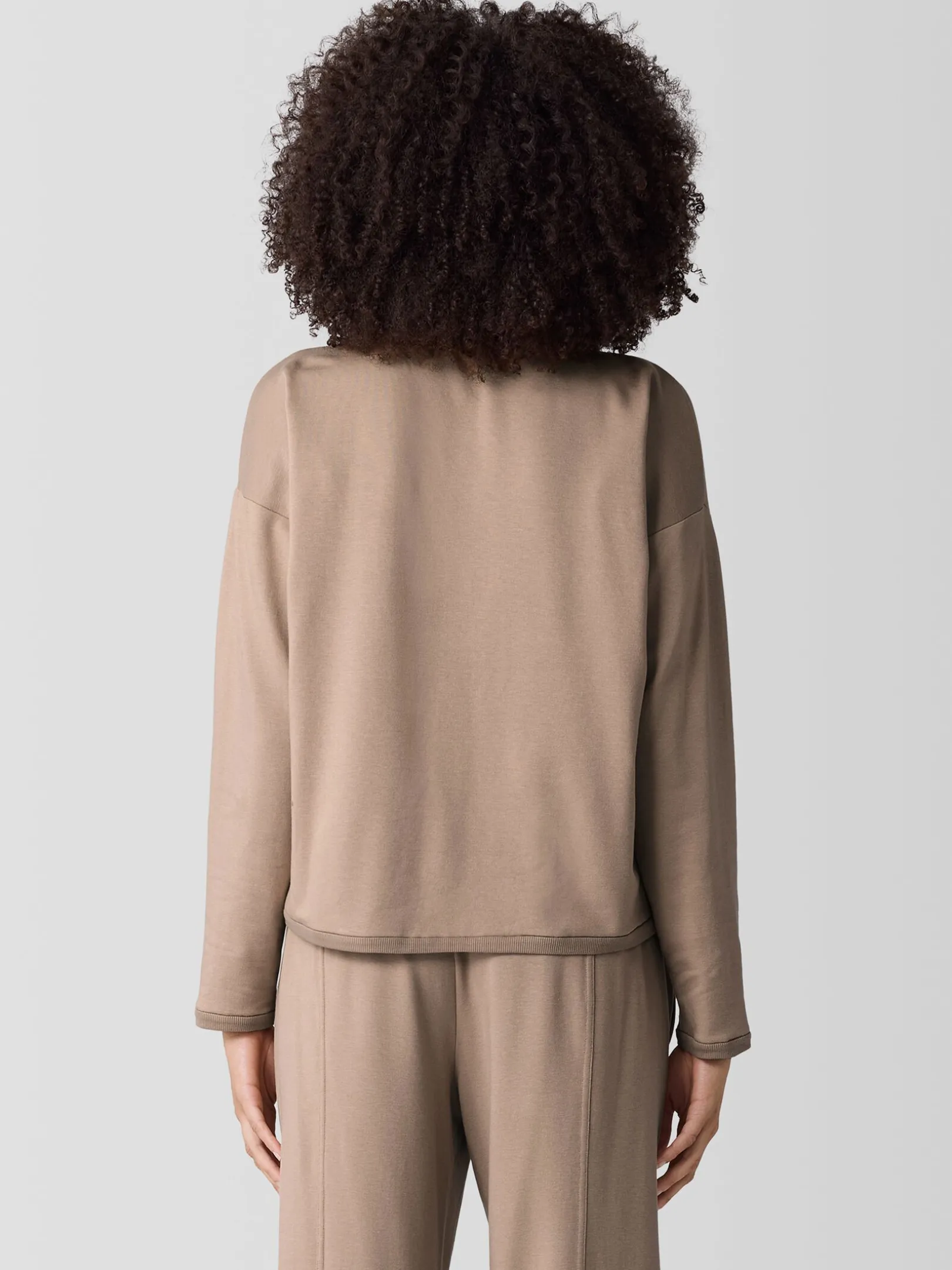 Cozy Brushed Terry Hug Round Neck Box-Top