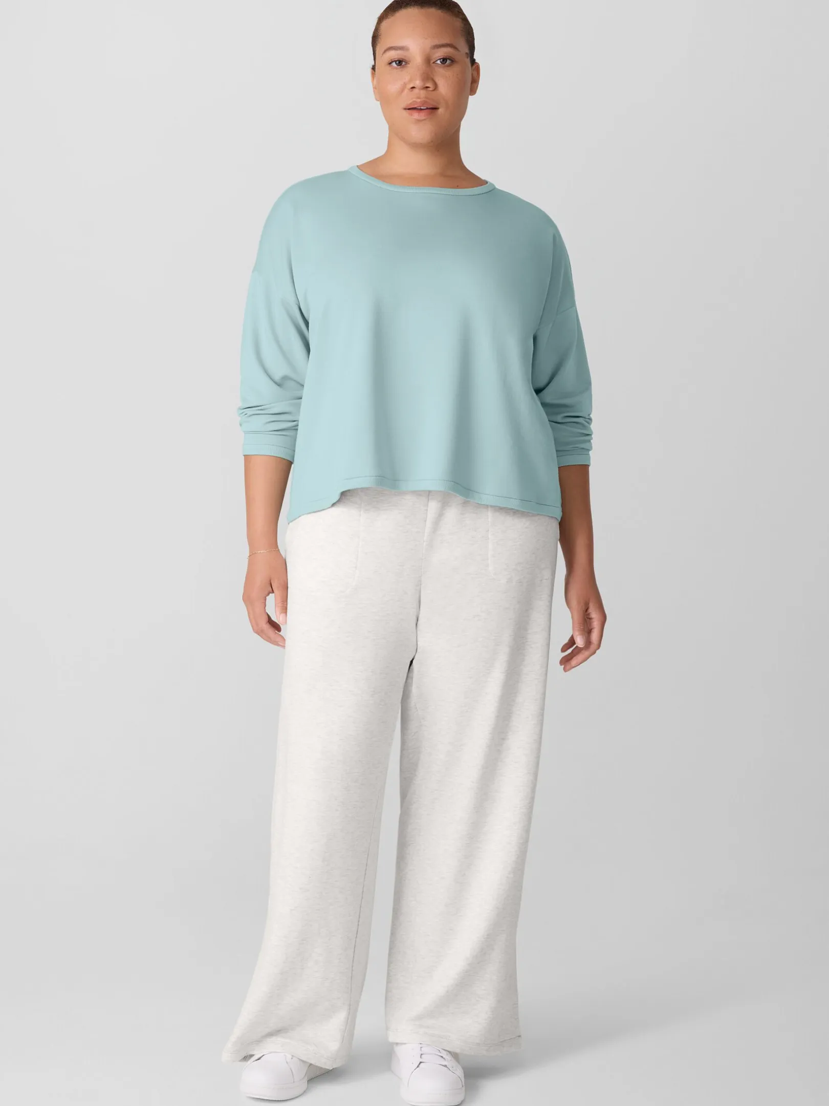 Cozy Brushed Terry Hug Round Neck Box-Top