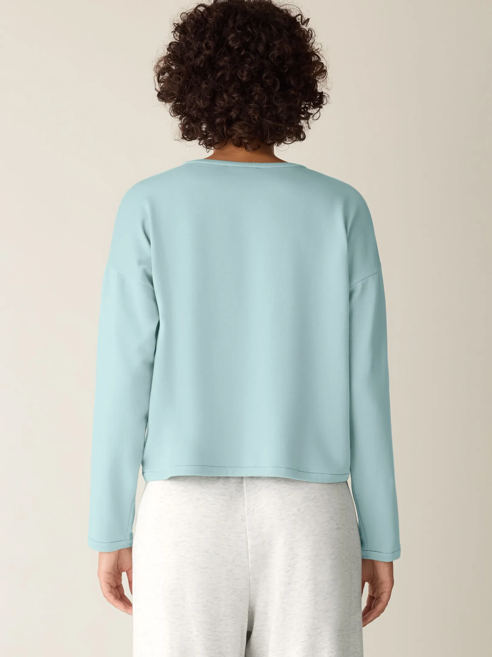 Cozy Brushed Terry Hug Round Neck Box-Top