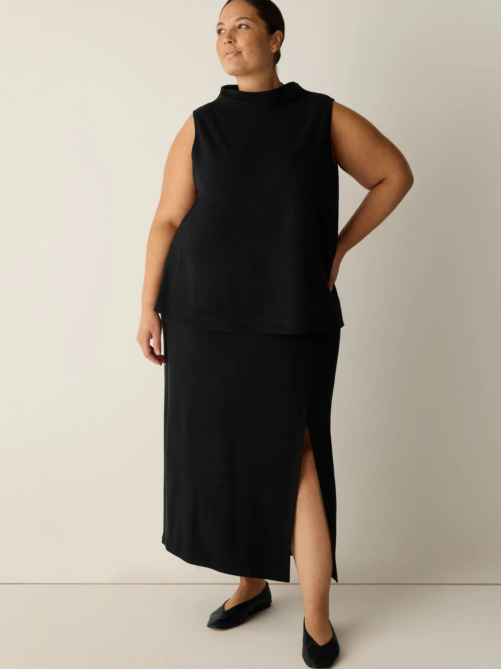 Cross Hatch Stretch Jersey Funnel Neck Tank