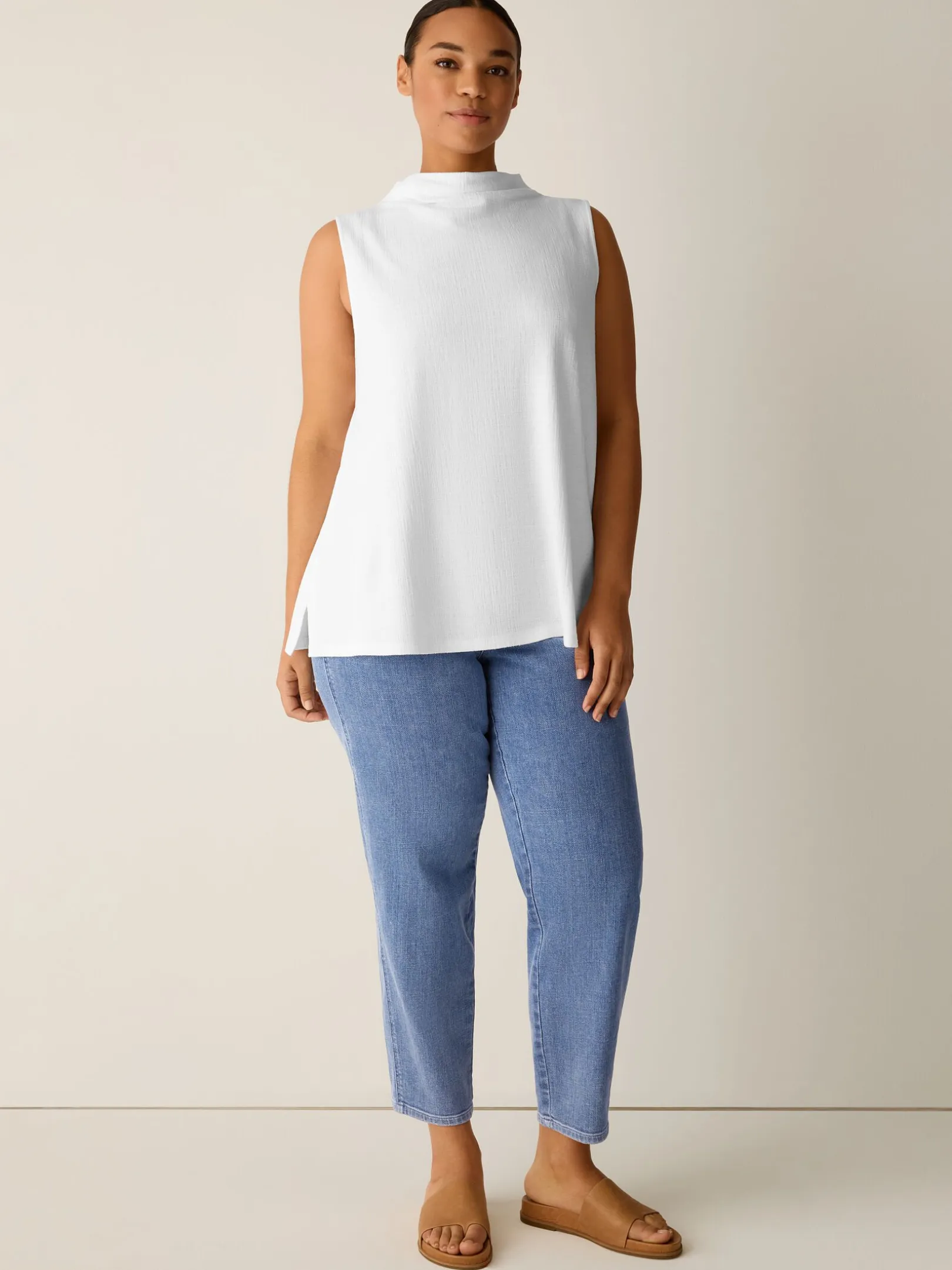 Cross Hatch Stretch Jersey Funnel Neck Tank