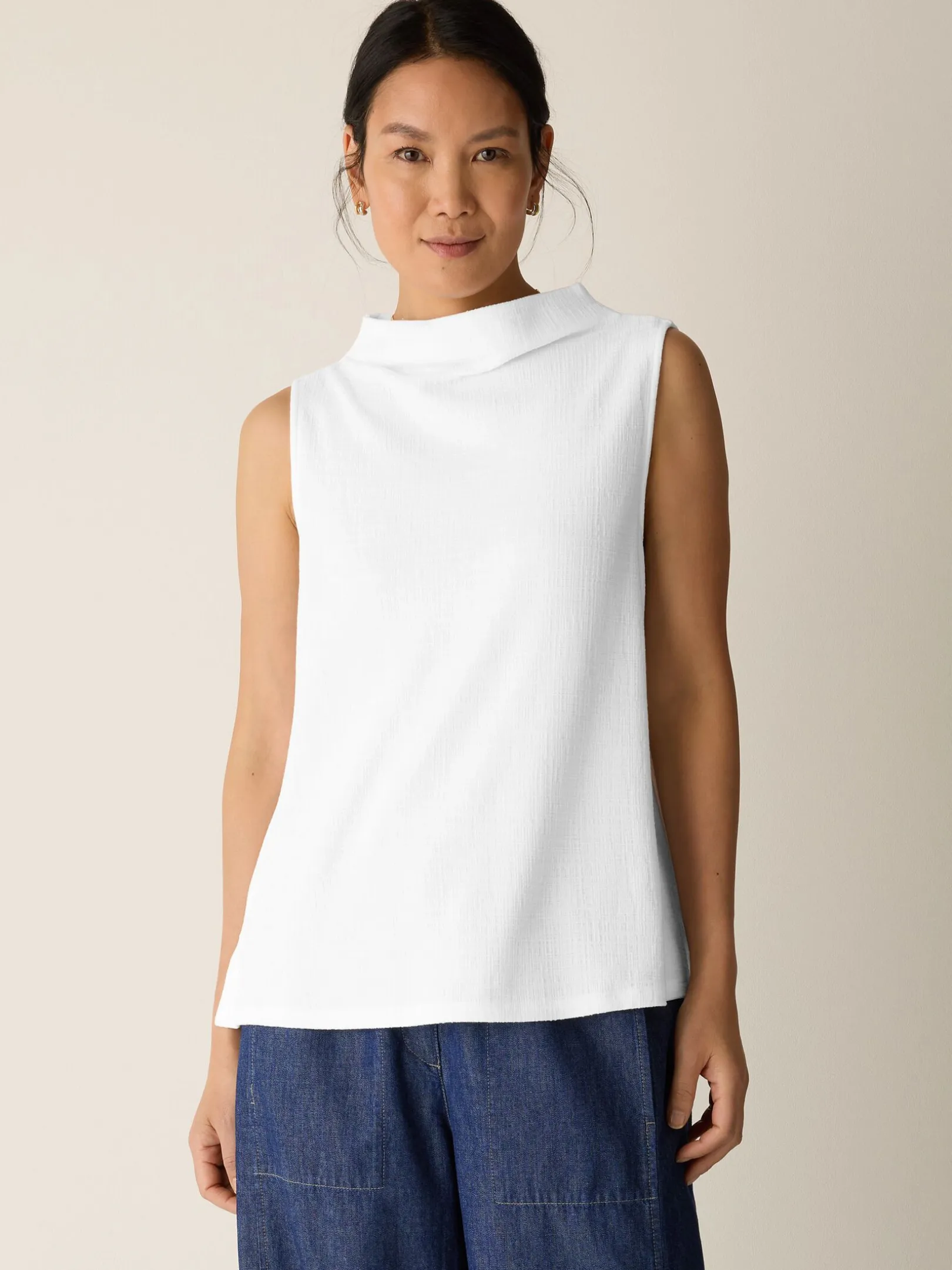 Cross Hatch Stretch Jersey Funnel Neck Tank