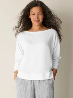 Garment-Dyed Organic Cotton Terry Bateau Neck Top