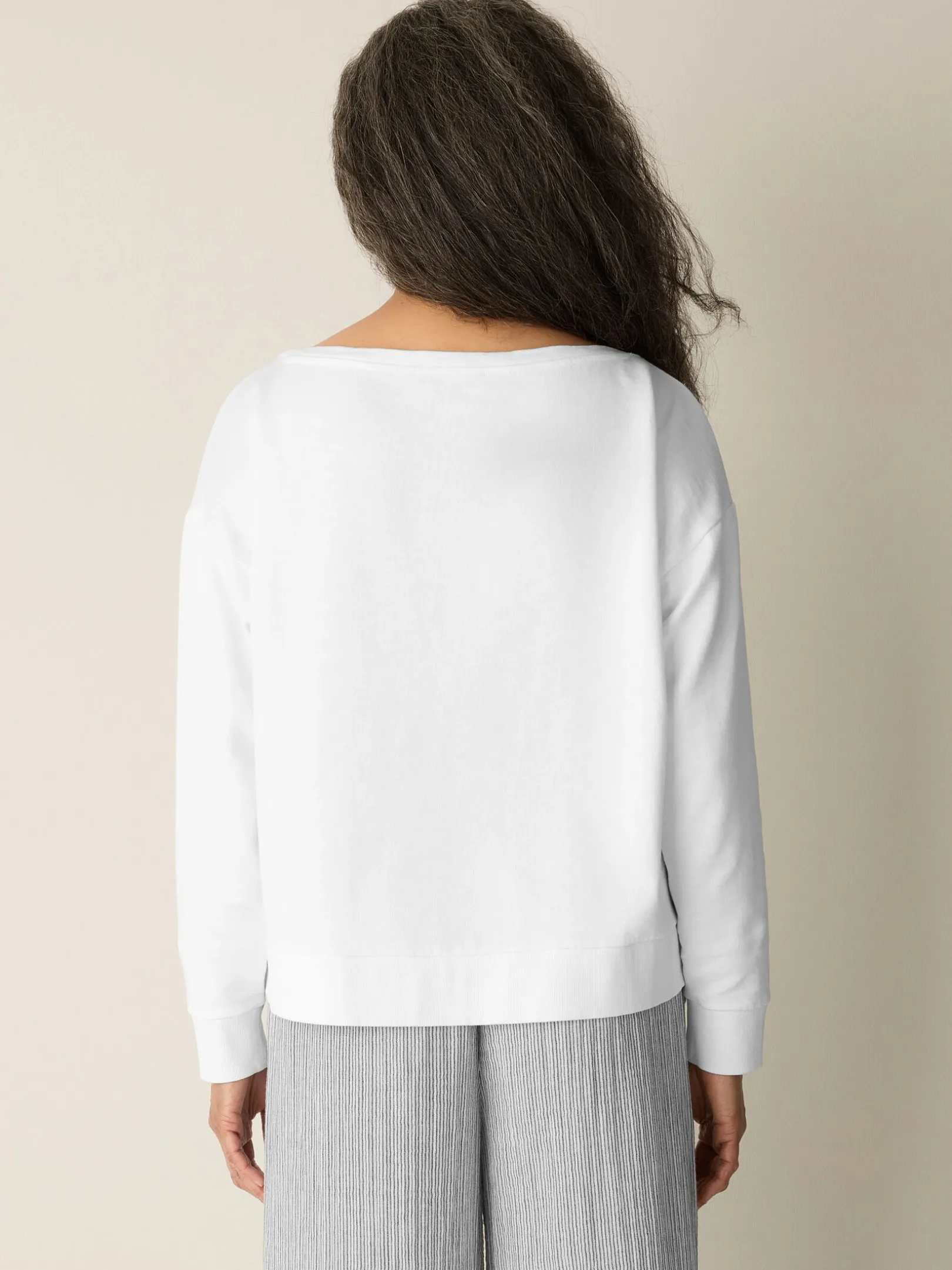 Garment-Dyed Organic Cotton Terry Bateau Neck Top