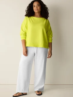 Garment-Dyed Organic Cotton Terry Bateau Neck Top