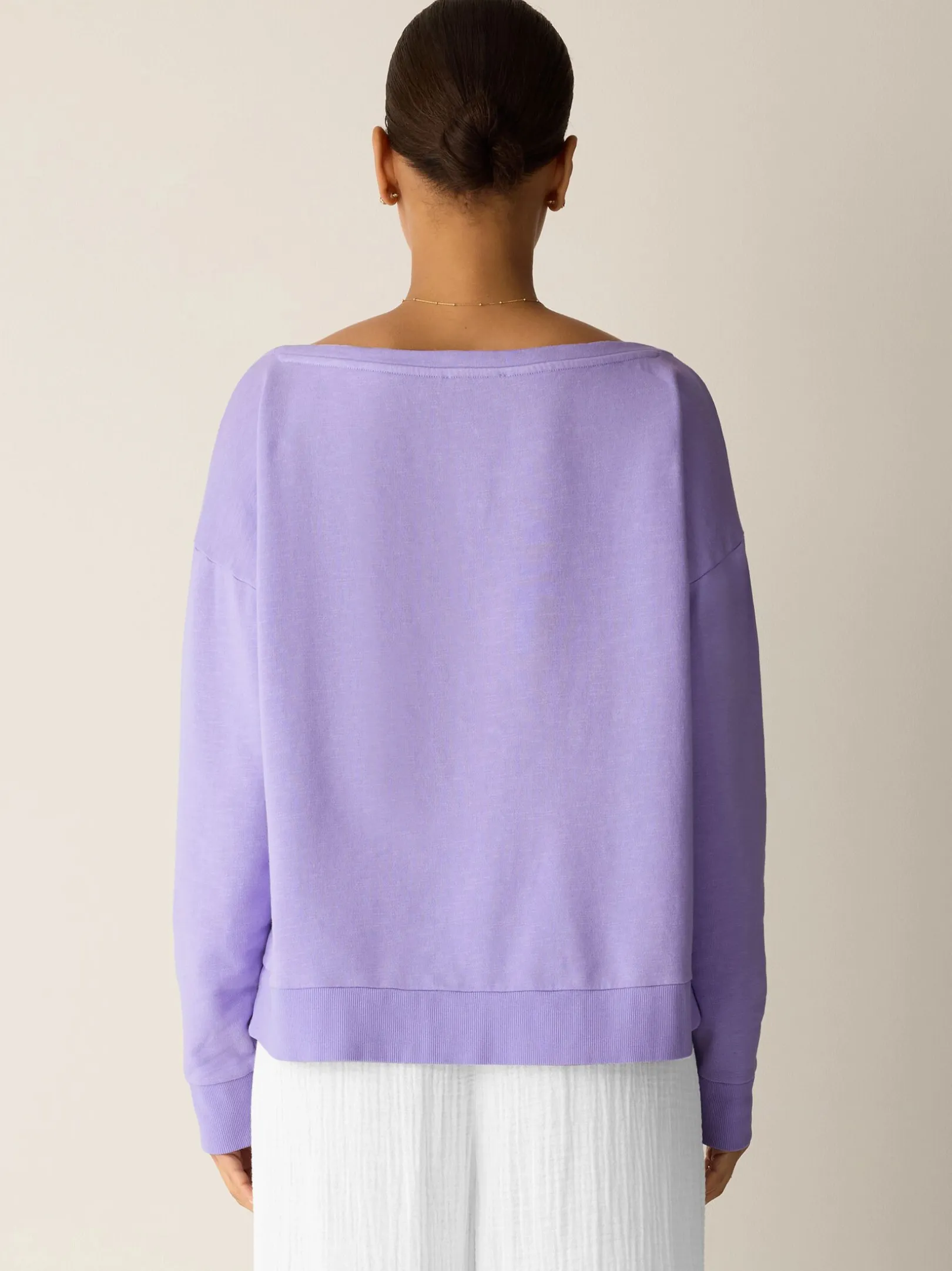 Garment-Dyed Organic Cotton Terry Bateau Neck Top