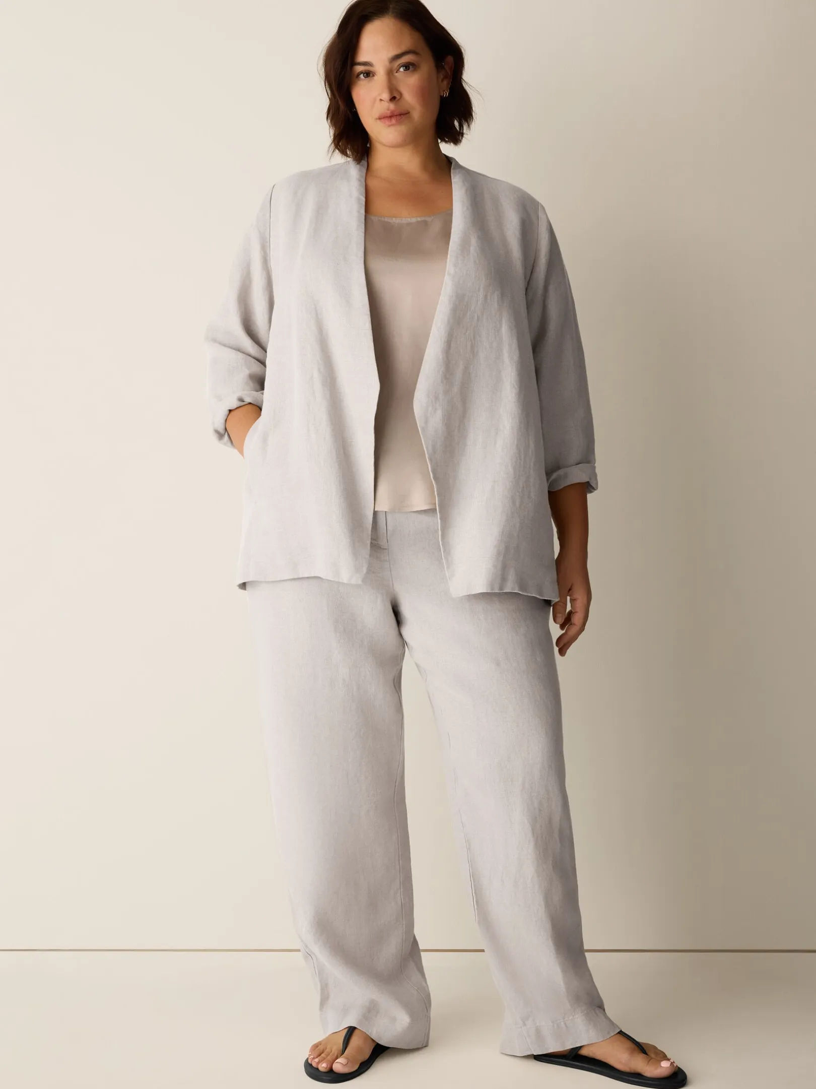 Heavy Organic Linen Angled Jacket