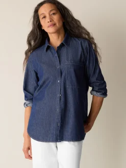 Lightweight Organic Cotton Denim Classic Collar Long Shirt