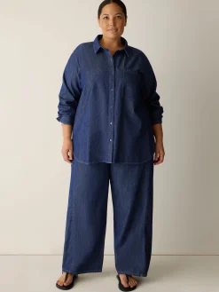 Lightweight Organic Cotton Denim Classic Collar Long Shirt