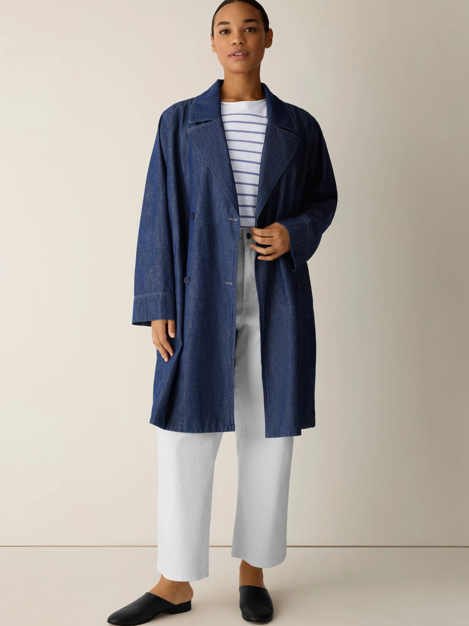 Lightweight Organic Cotton Denim Trench Coat