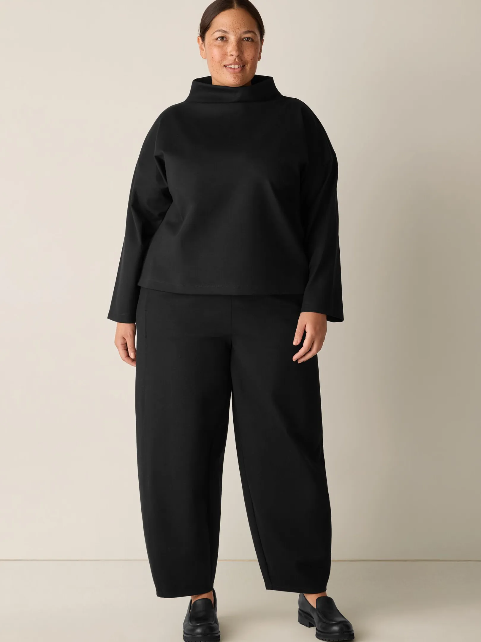Lightweight Ponte Funnel Neck Top