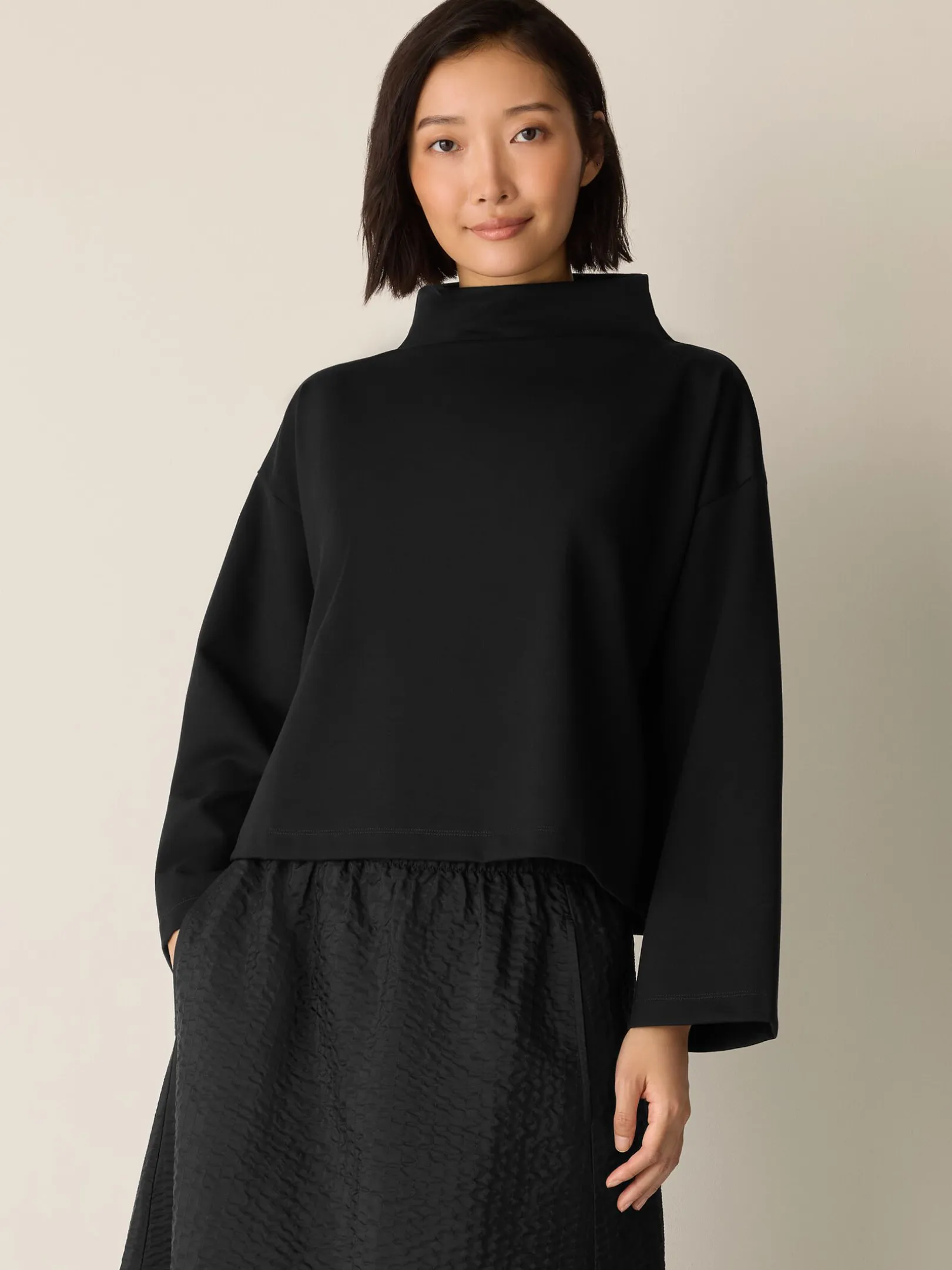 Lightweight Ponte Funnel Neck Top