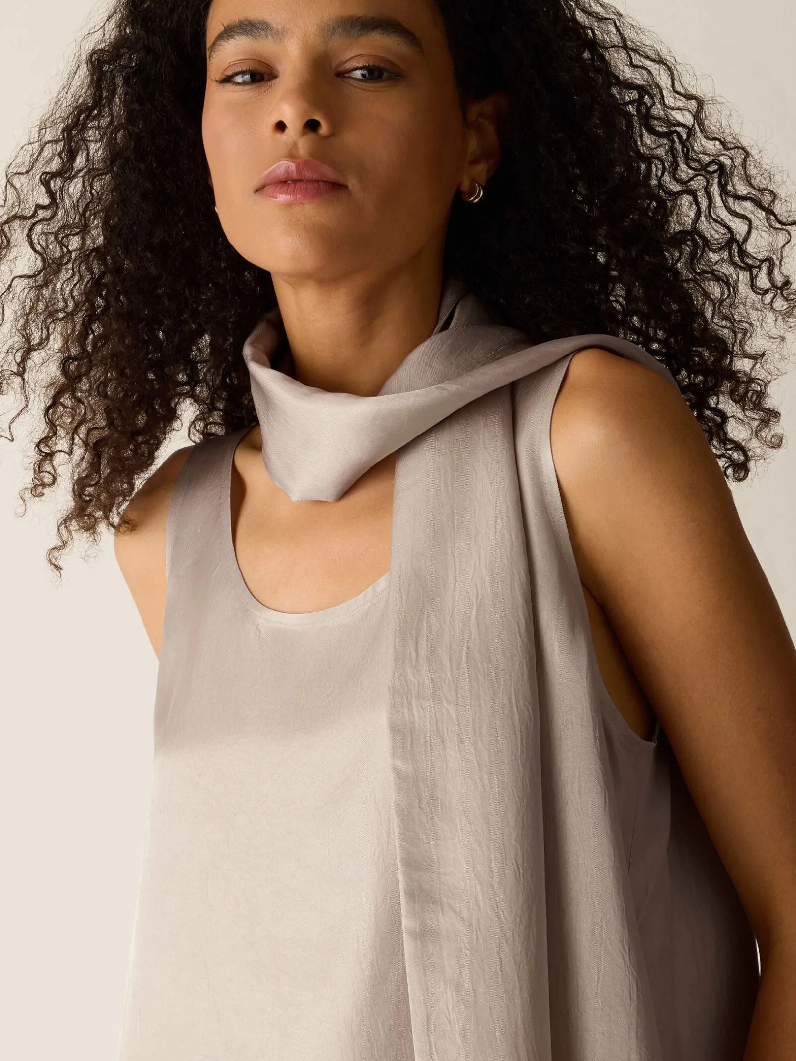 Lightweight Satin Shimmer Double Tie Scarf