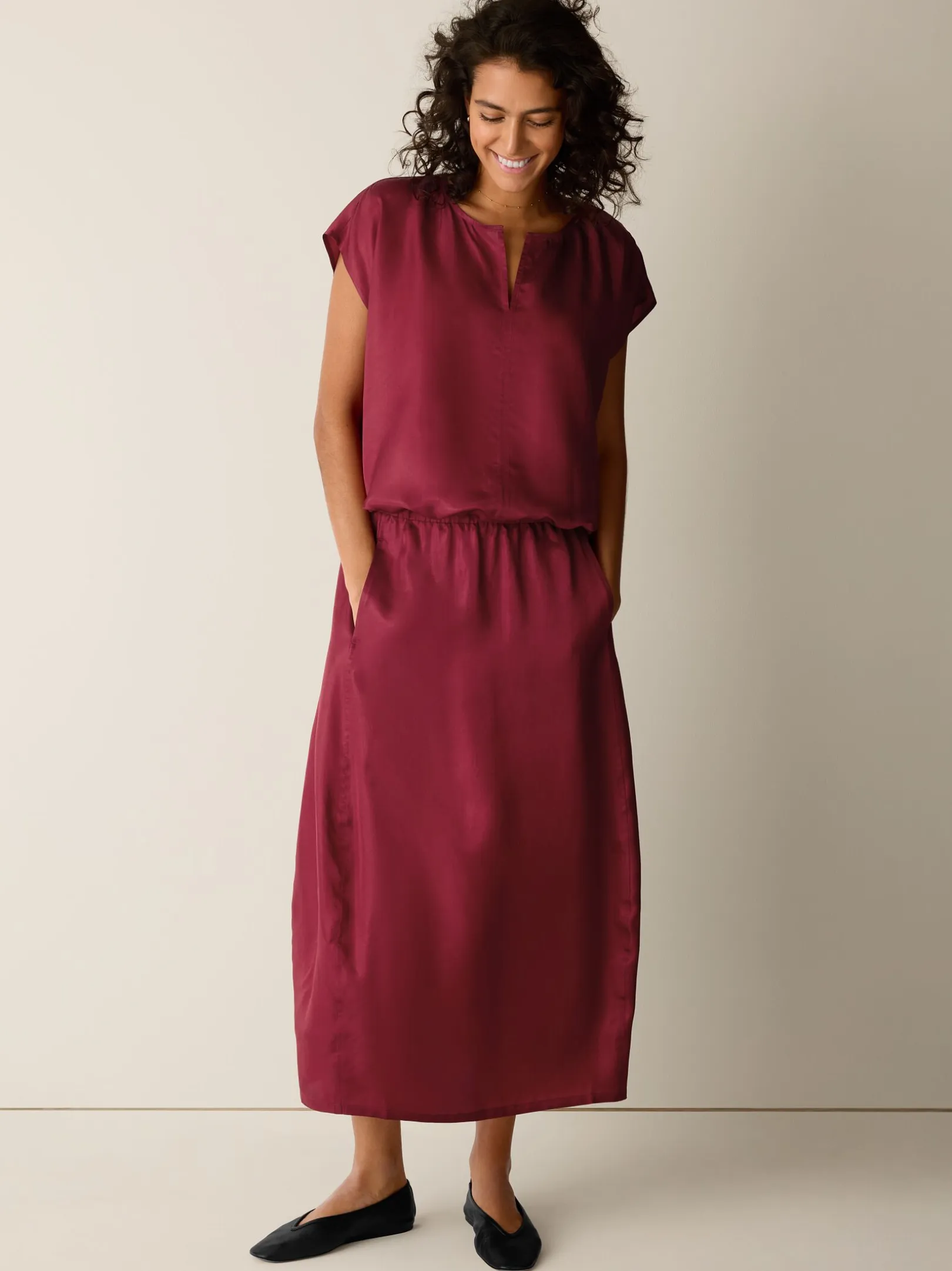 Lightweight Satin Shimmer Lantern Skirt
