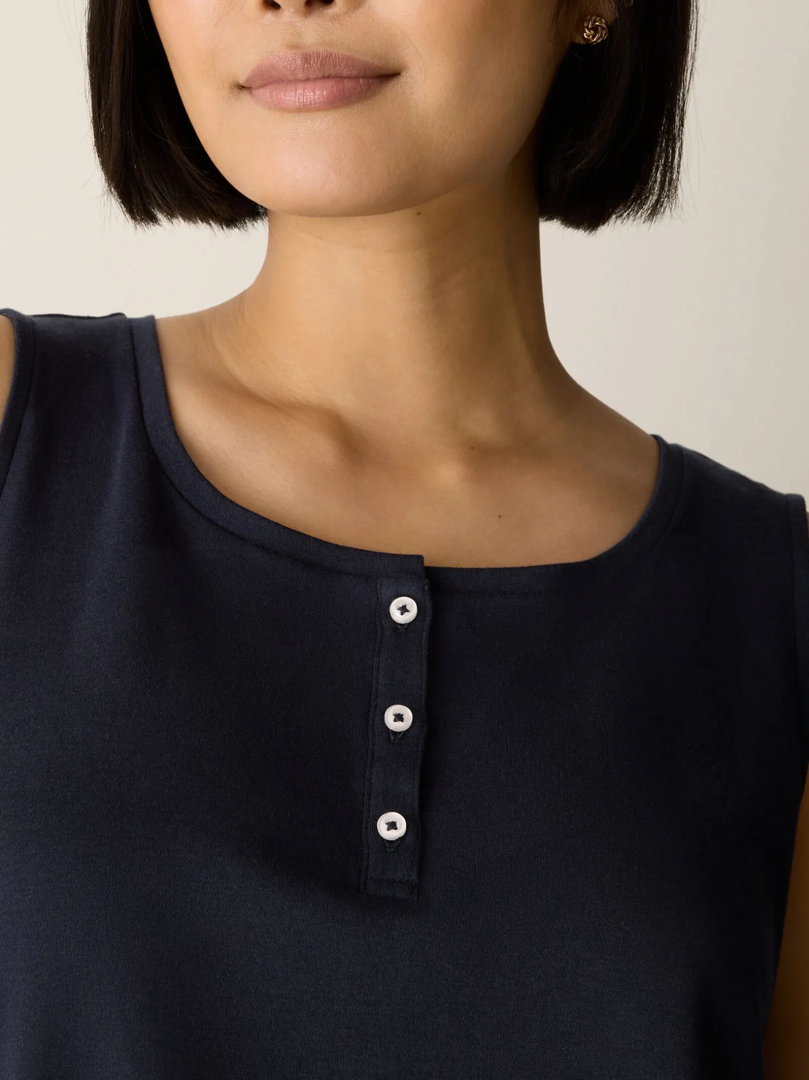 Organic Cotton Interlock Henley Sleep Tank