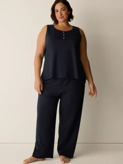Organic Cotton Interlock Henley Sleep Tank
