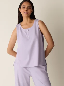 Organic Cotton Interlock Henley Sleep Tank