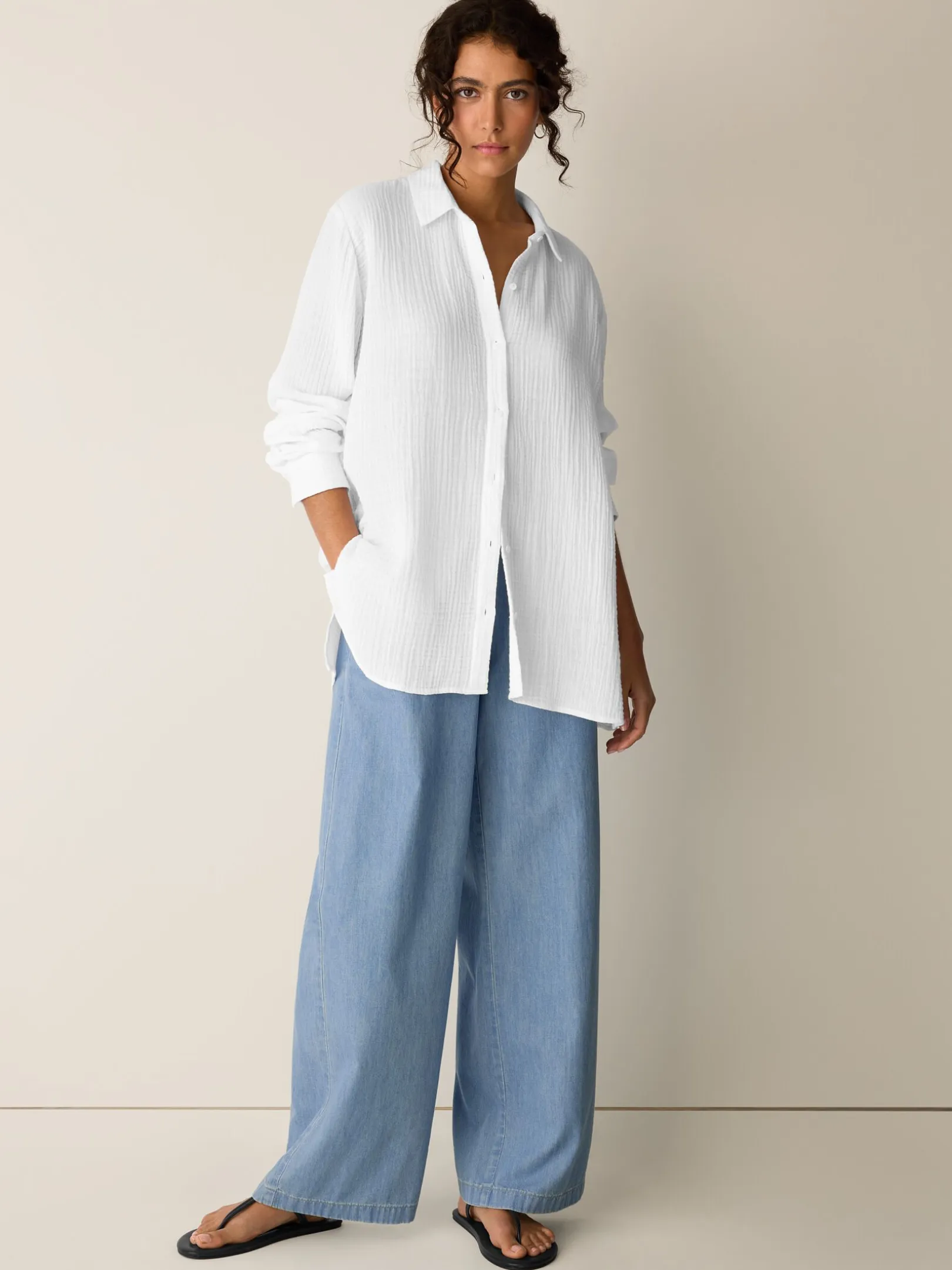 Organic Cotton Lofty Gauze Classic Collar Shirt