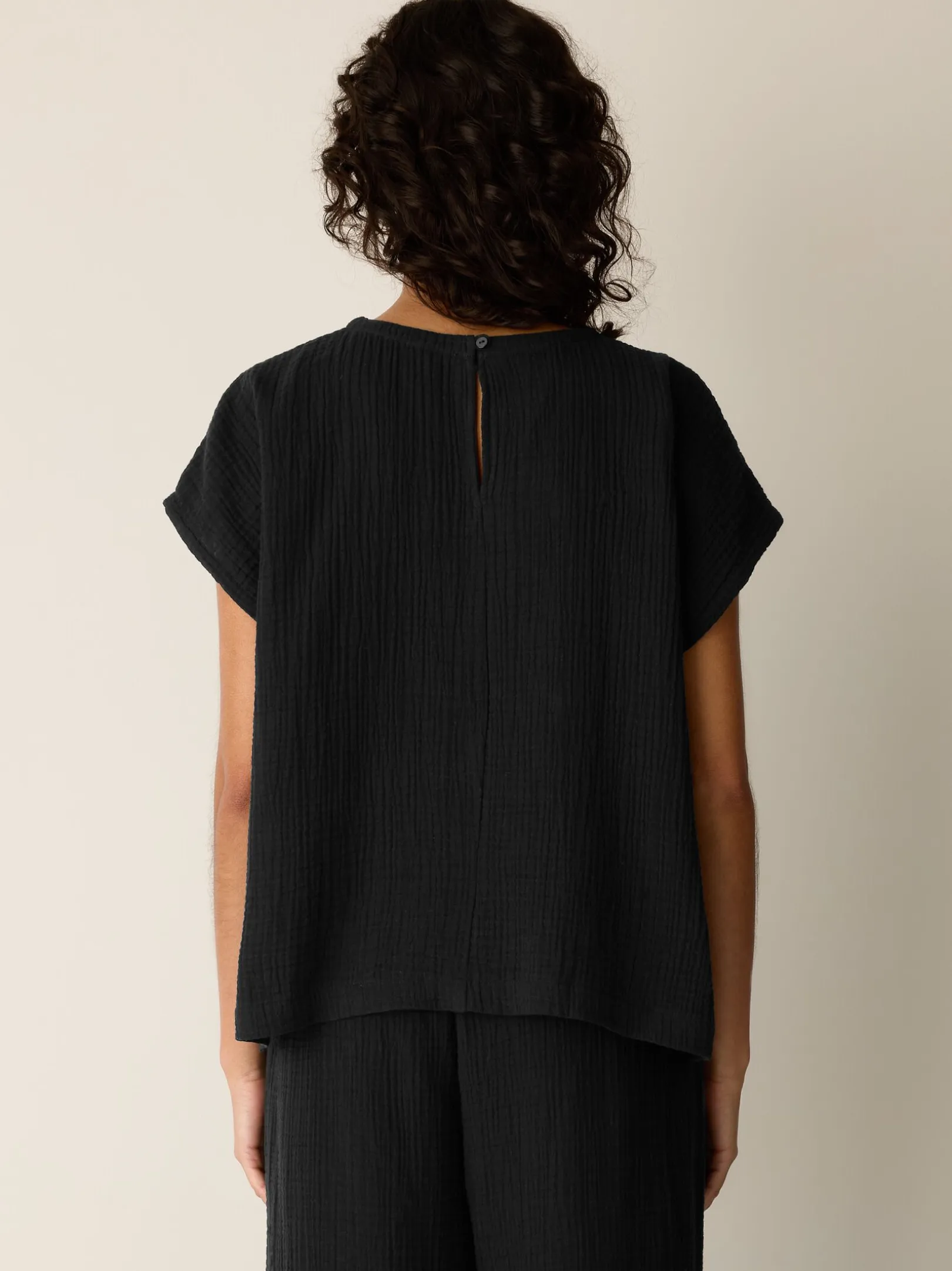Organic Cotton Lofty Gauze Round Neck Box-Top