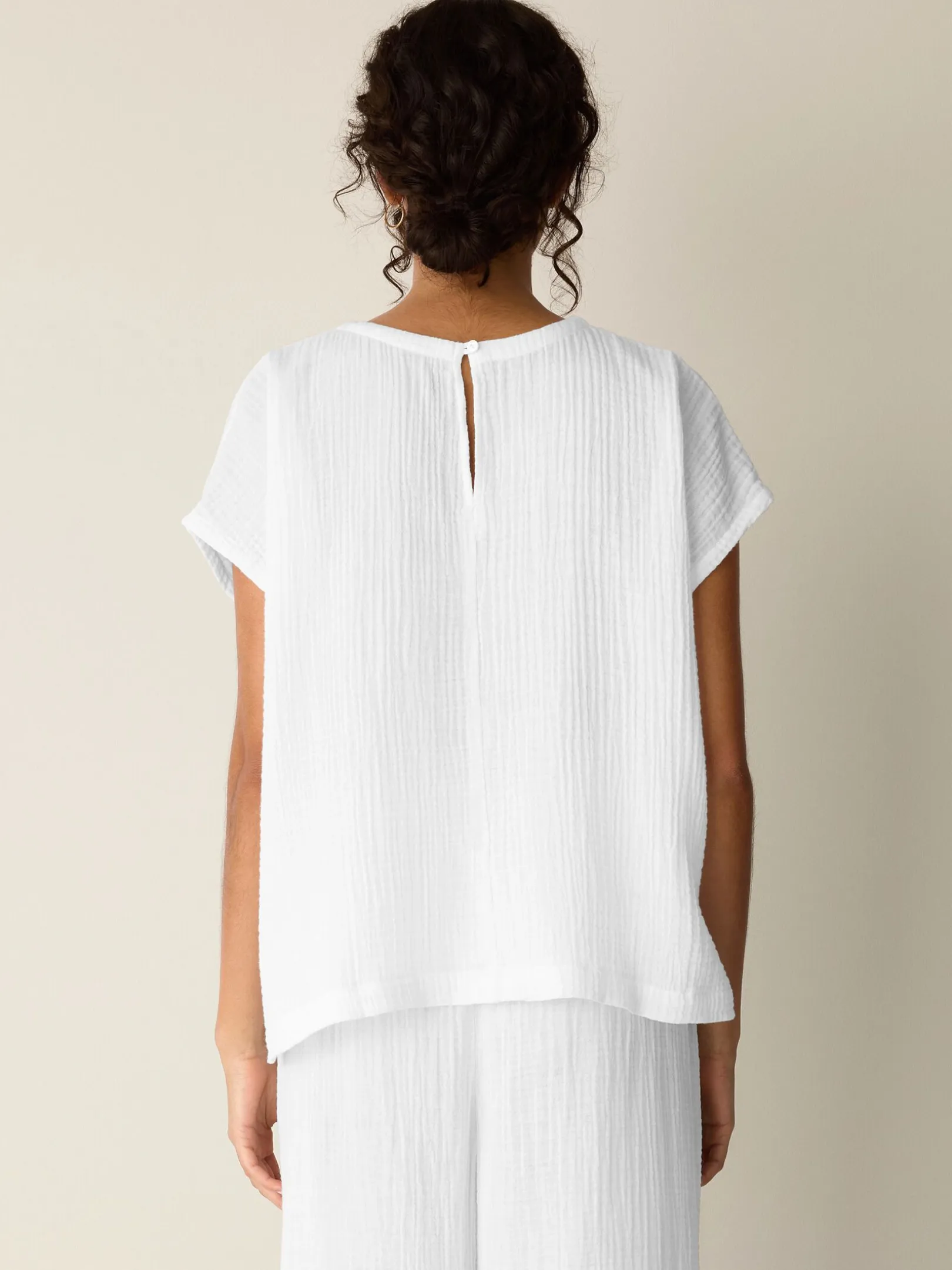 Organic Cotton Lofty Gauze Round Neck Box-Top
