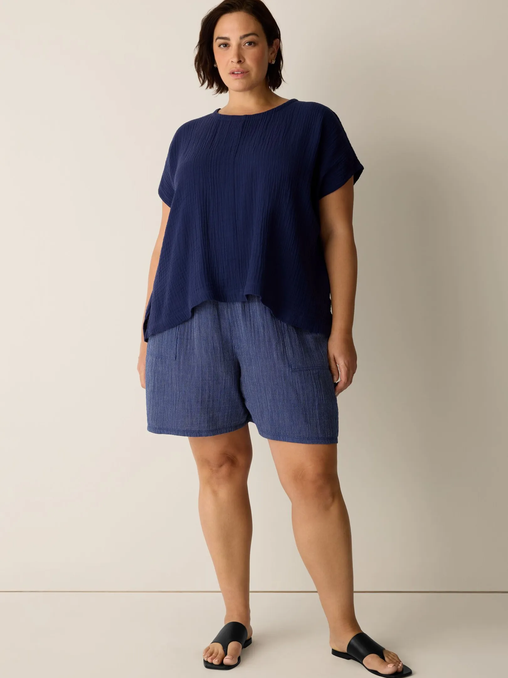Organic Cotton Lofty Gauze Round Neck Box-Top