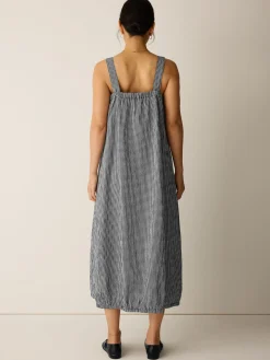 Organic Cotton Pucker Check Lantern Dress