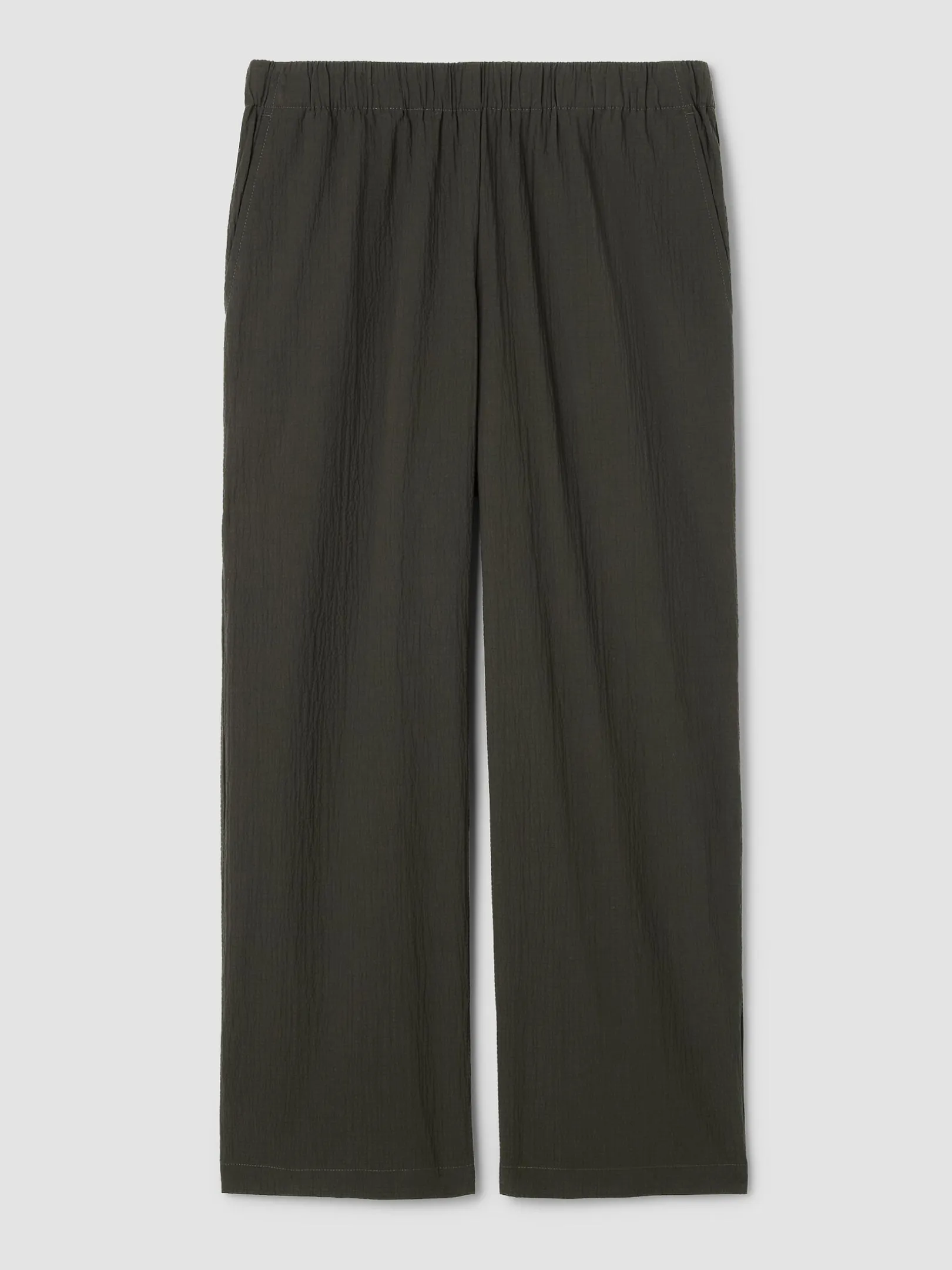 Organic Cotton Pucker Wide-Leg Pant