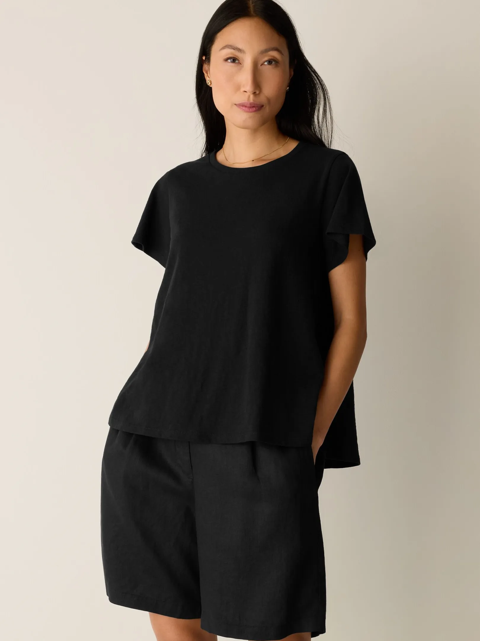 Organic Cotton Slubby Jersey Crew Neck Tee