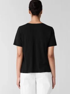 Organic Cotton Slubby Jersey V-Neck Tee