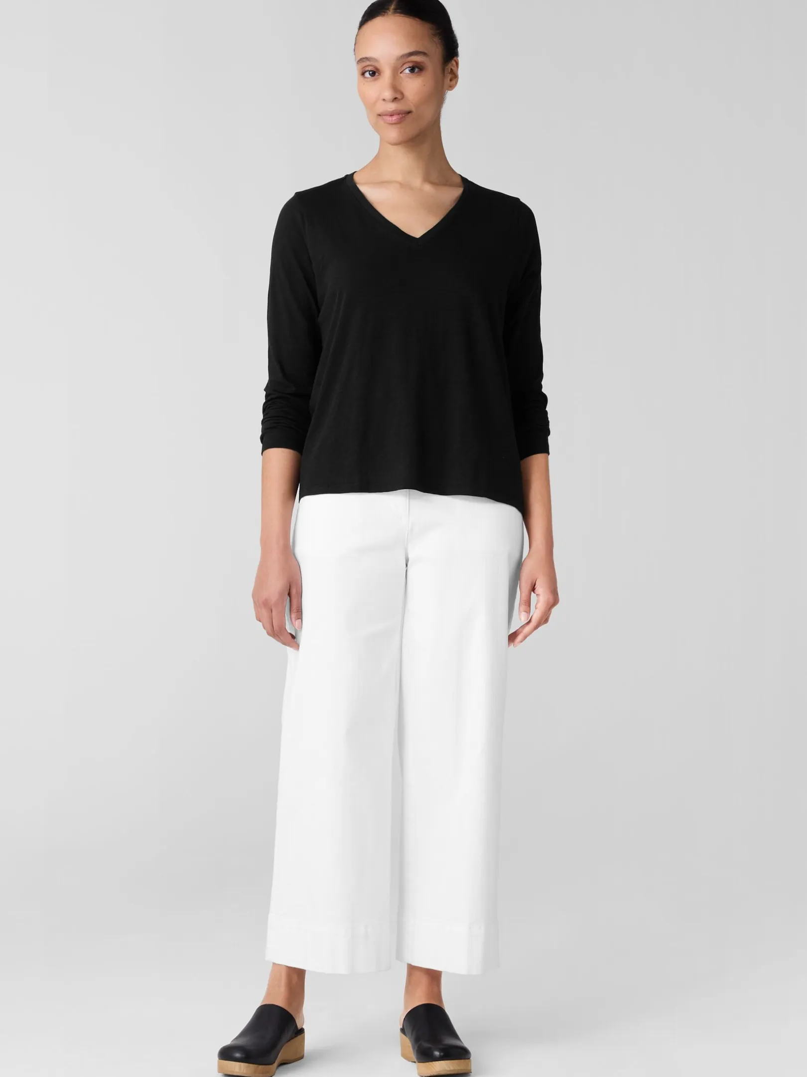 Organic Cotton Slubby JerseyV-Neck Top