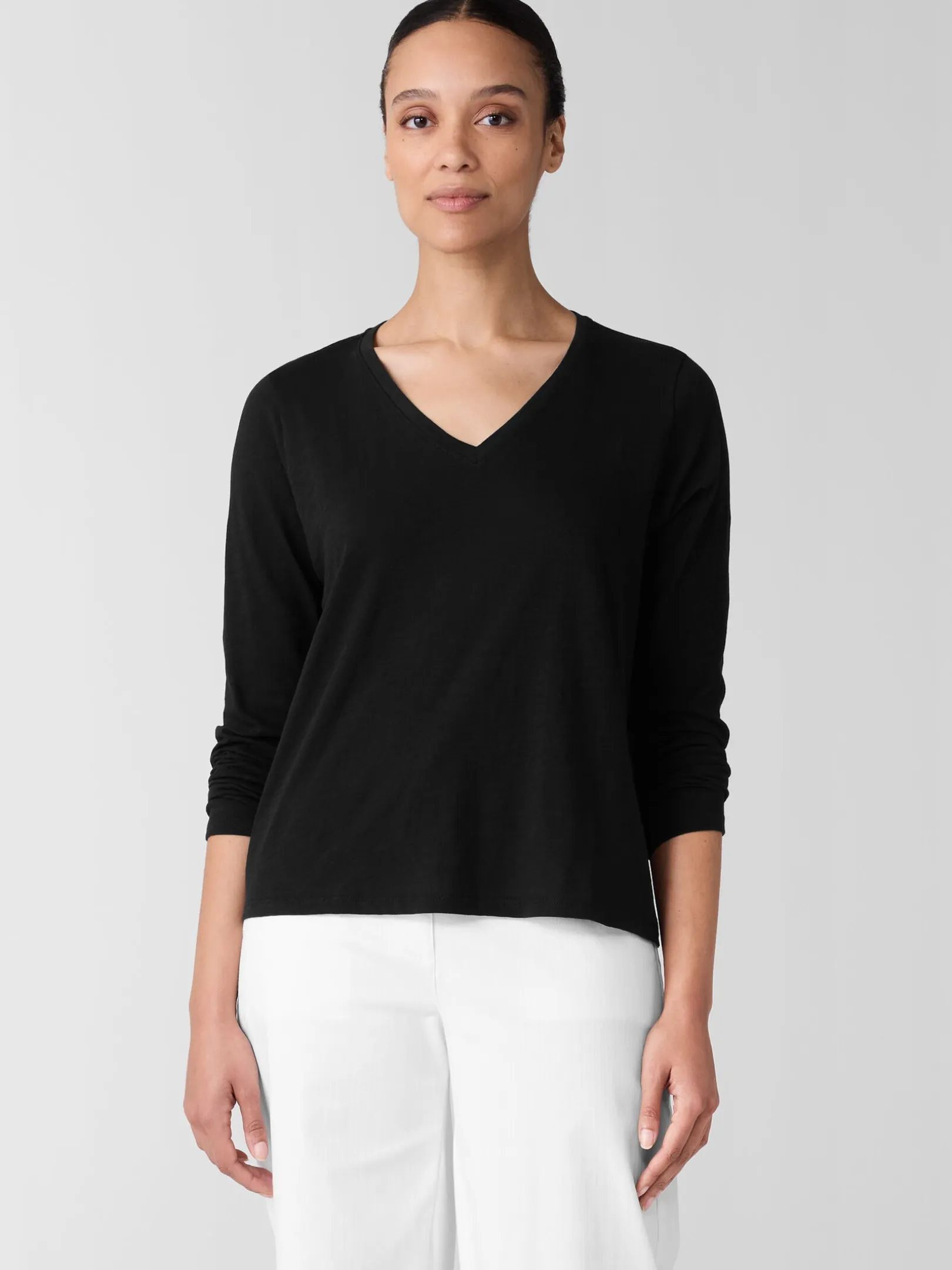 Organic Cotton Slubby JerseyV-Neck Top