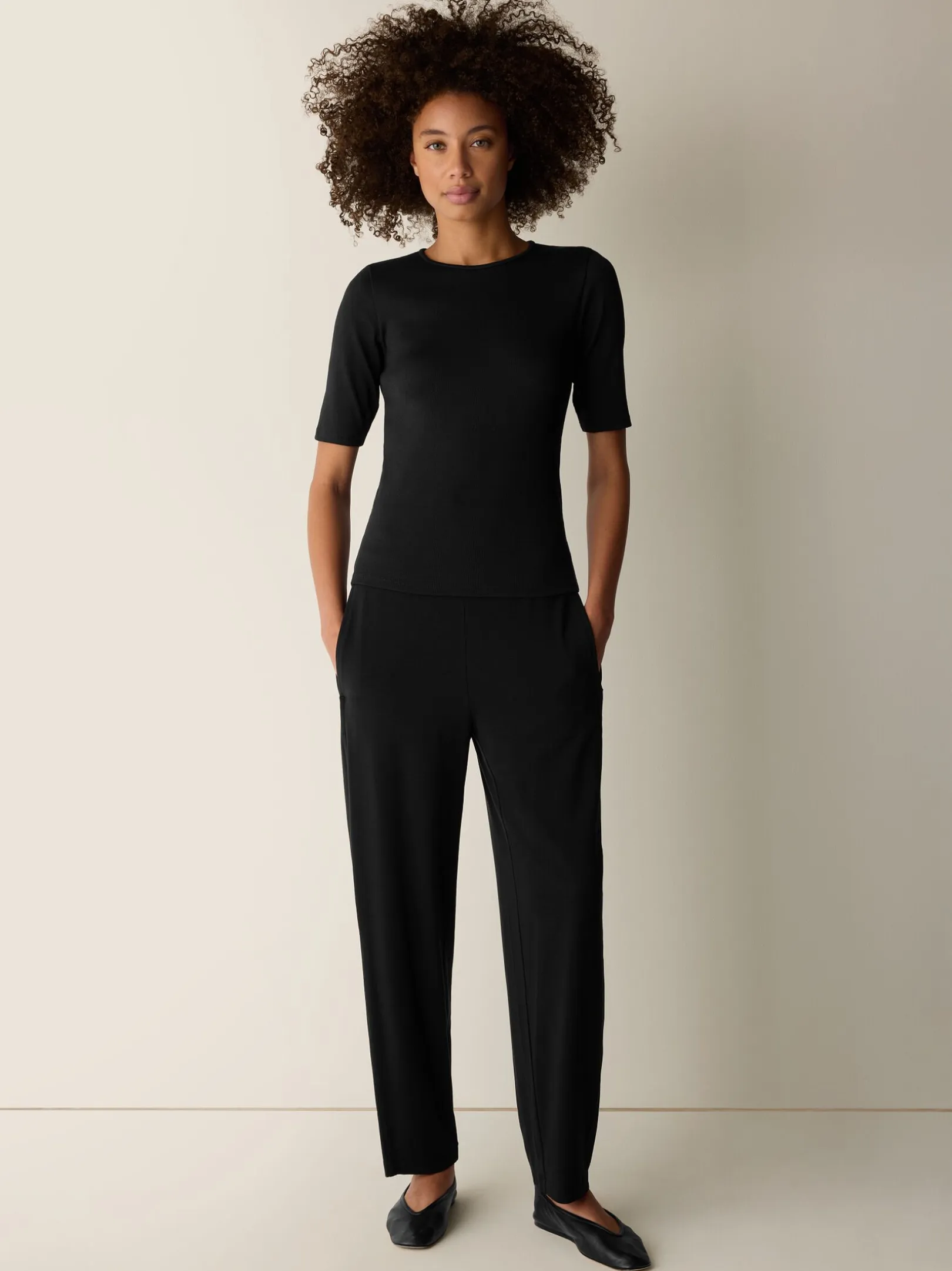 Organic Cotton Stretch Rib Crew Neck Tee