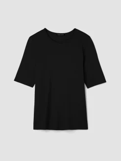 Organic Cotton Stretch Rib Crew Neck Tee