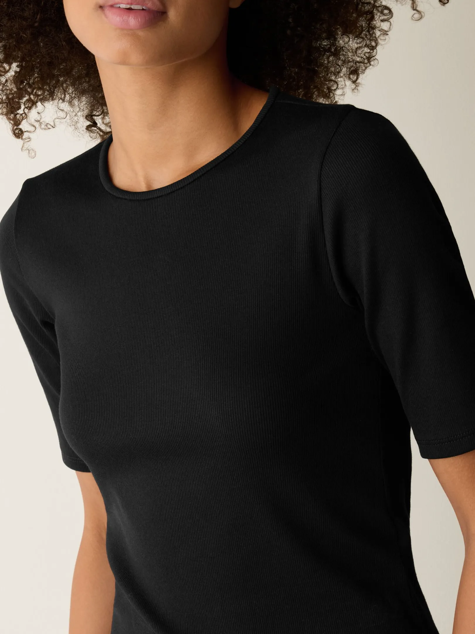 Organic Cotton Stretch Rib Crew Neck Tee