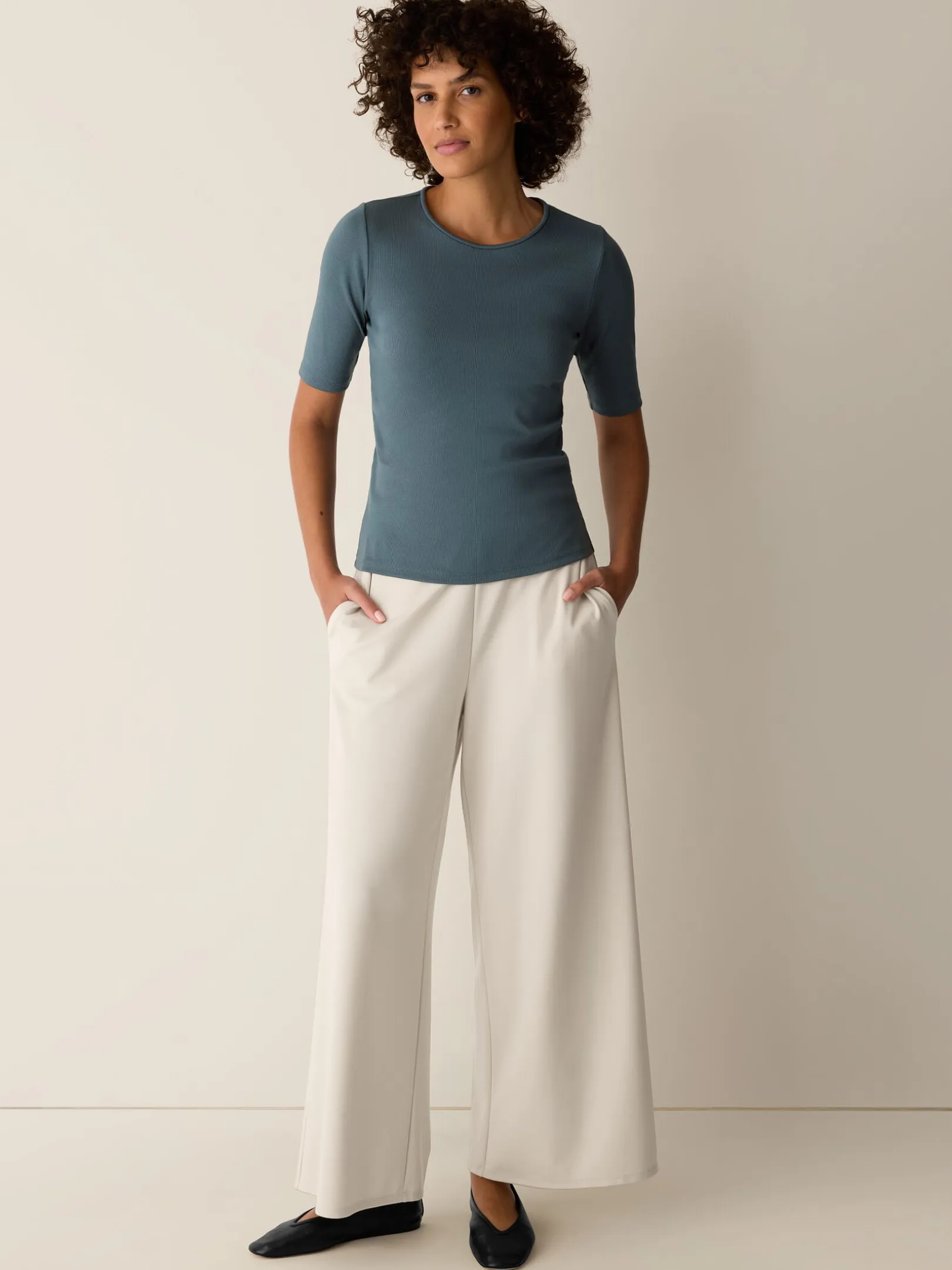 Organic Cotton Stretch Rib Crew Neck Tee