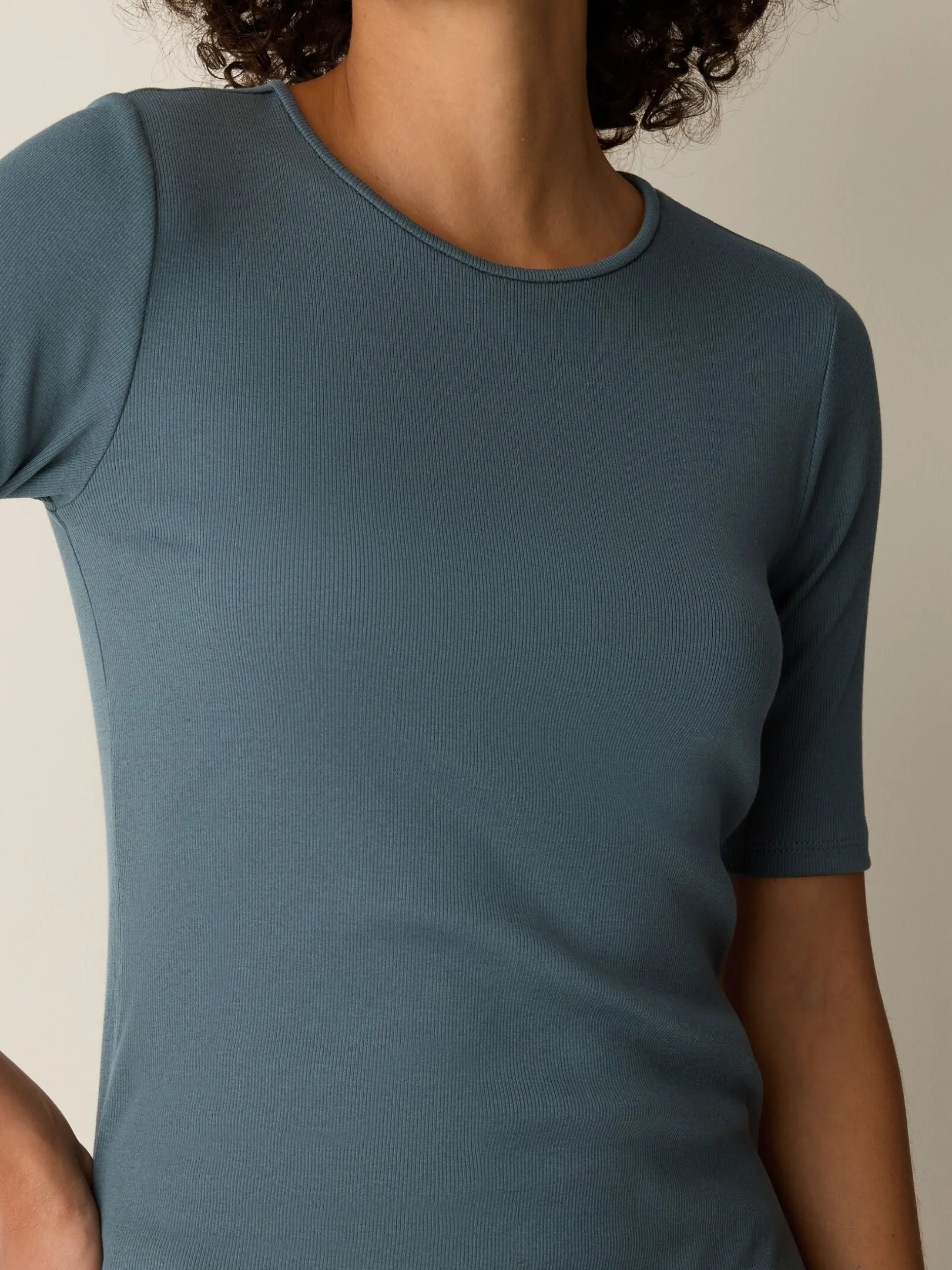 Organic Cotton Stretch Rib Crew Neck Tee