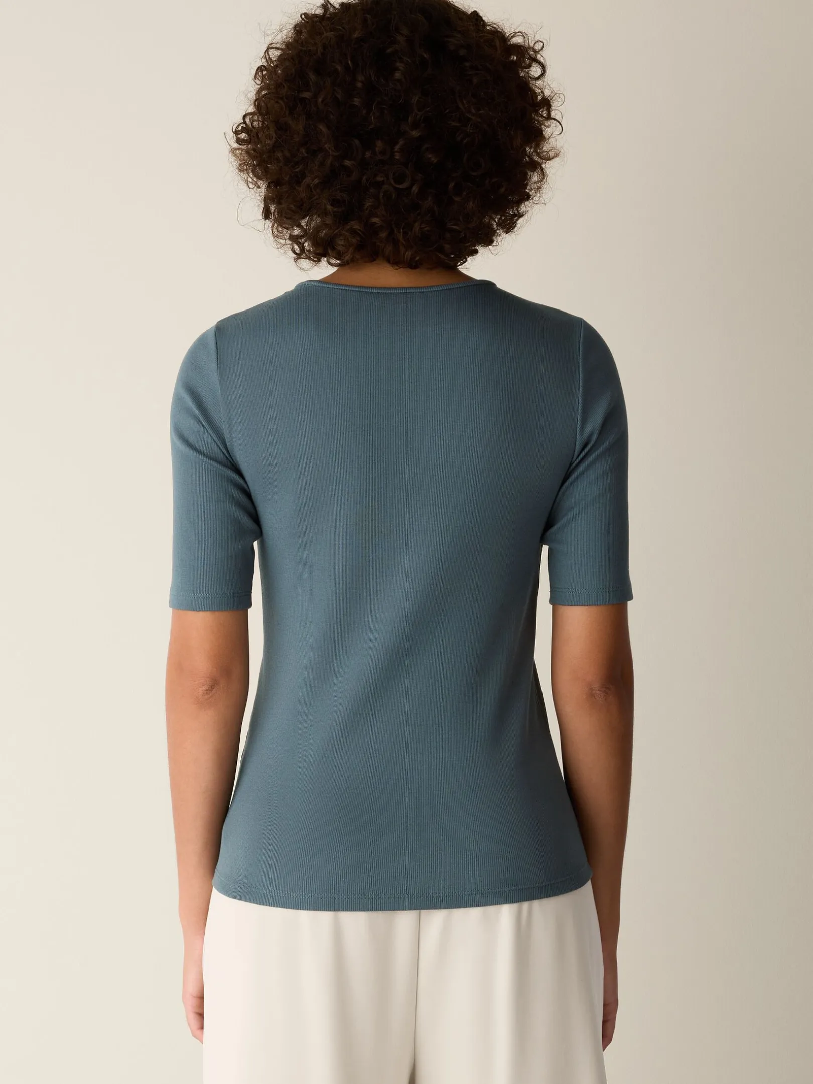 Organic Cotton Stretch Rib Crew Neck Tee