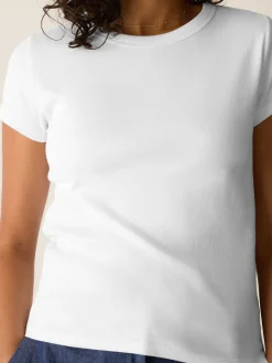 Organic Cotton Stretch Rib Crew Neck Tee