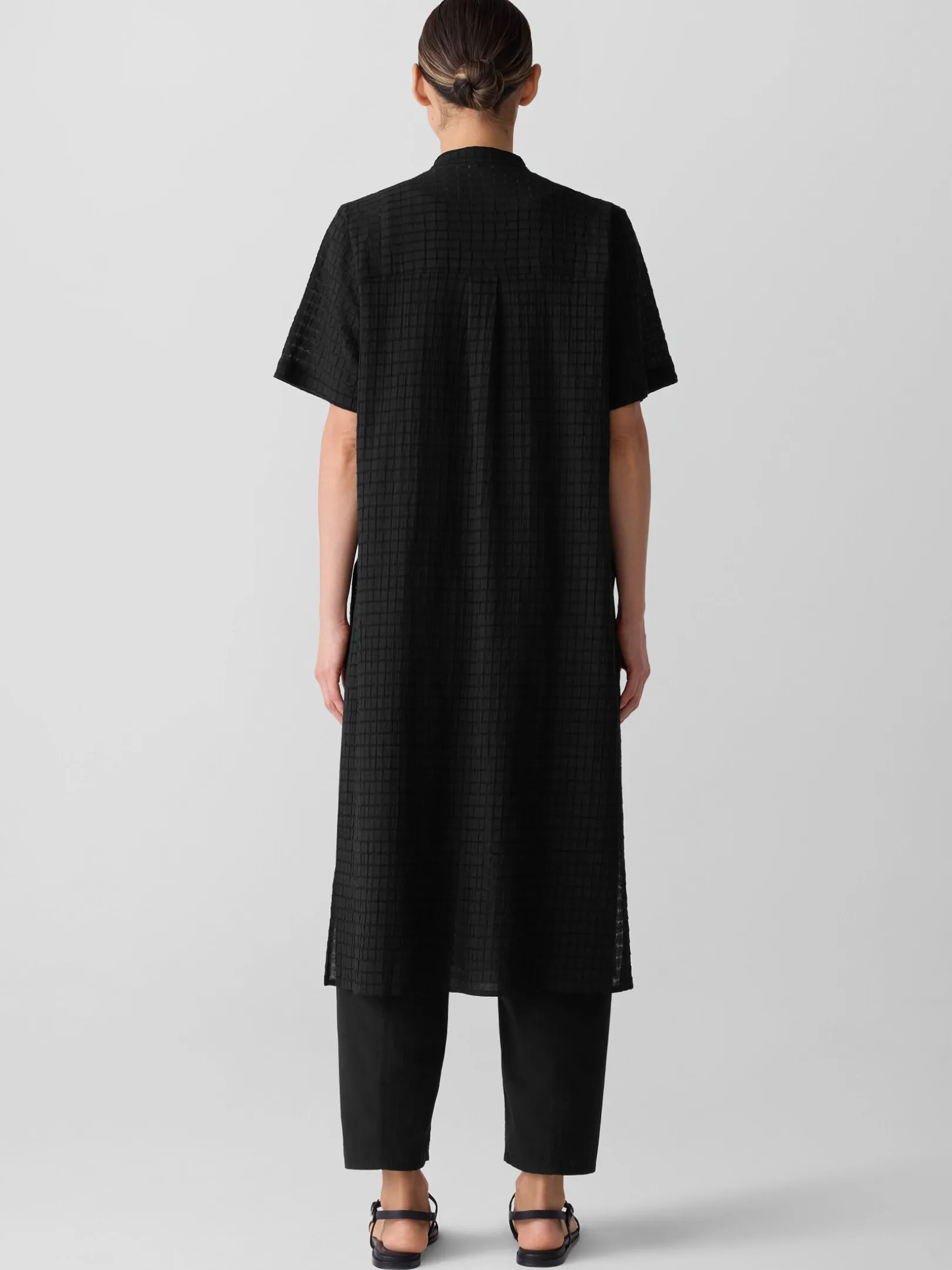 Organic Cotton Voile Box Band Collar Shirt