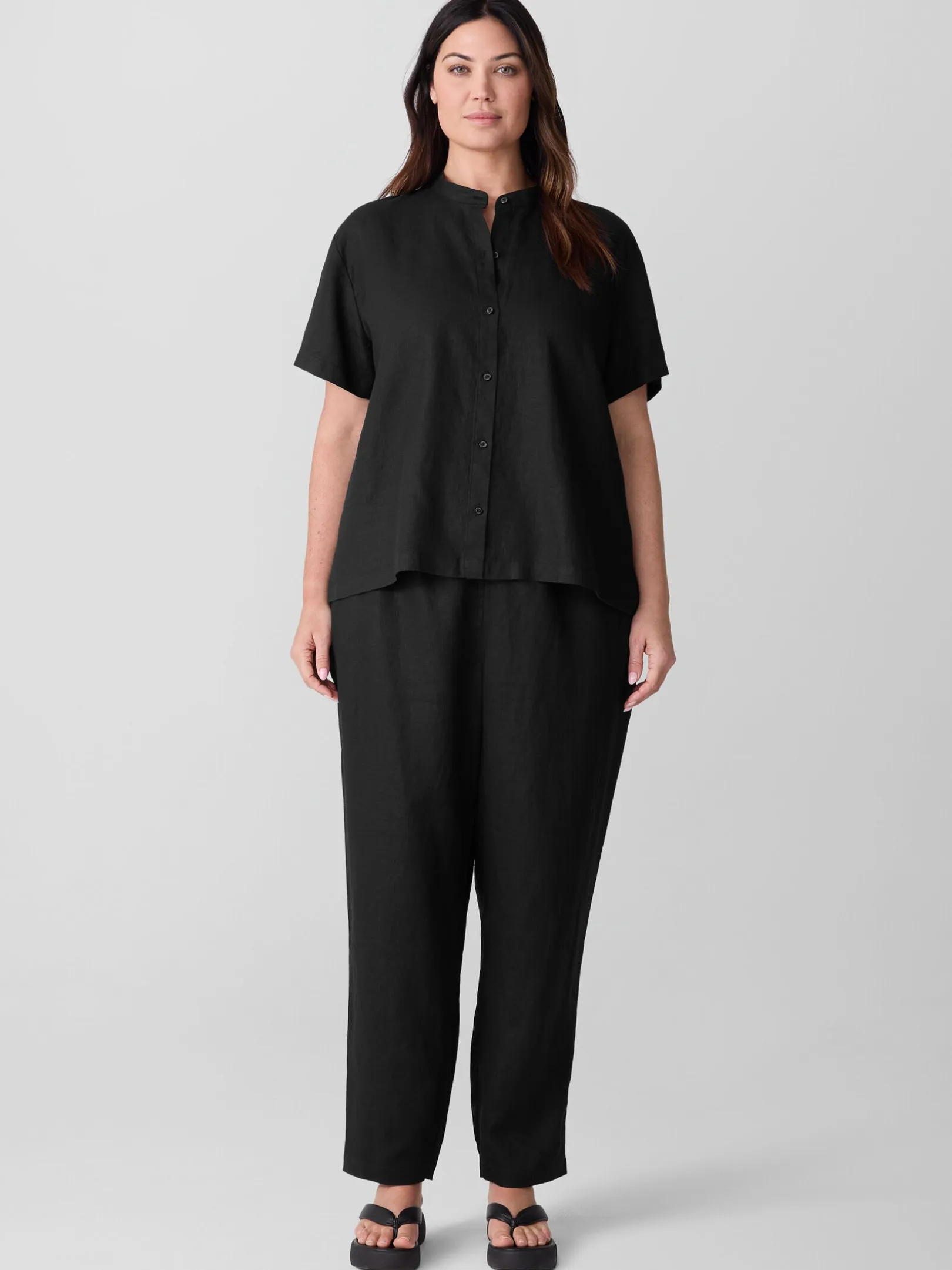 Organic Handkerchief LinenBand Collar Shirt