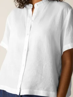 Organic Handkerchief Linen Band Collar Shirt