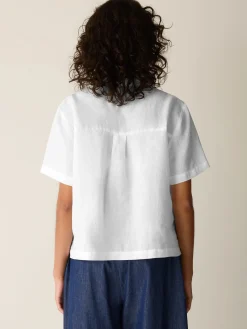 Organic Handkerchief Linen Band Collar Shirt