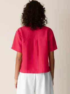 Organic Handkerchief Linen Band Collar Shirt