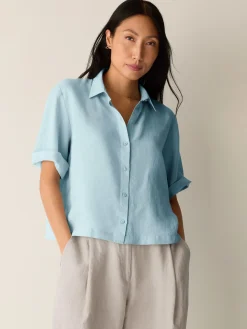 Organic Handkerchief Linen Elbow-Sleeve Shirt