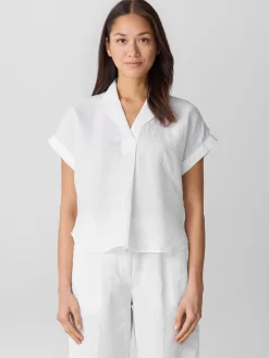 Organic Handkerchief Linen Notch Collar Top